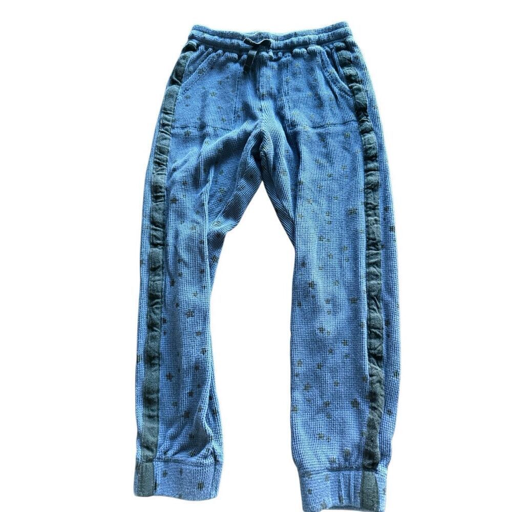 Splendid girls thermal jogger pants sz 7/8 blue black stars racing stripe